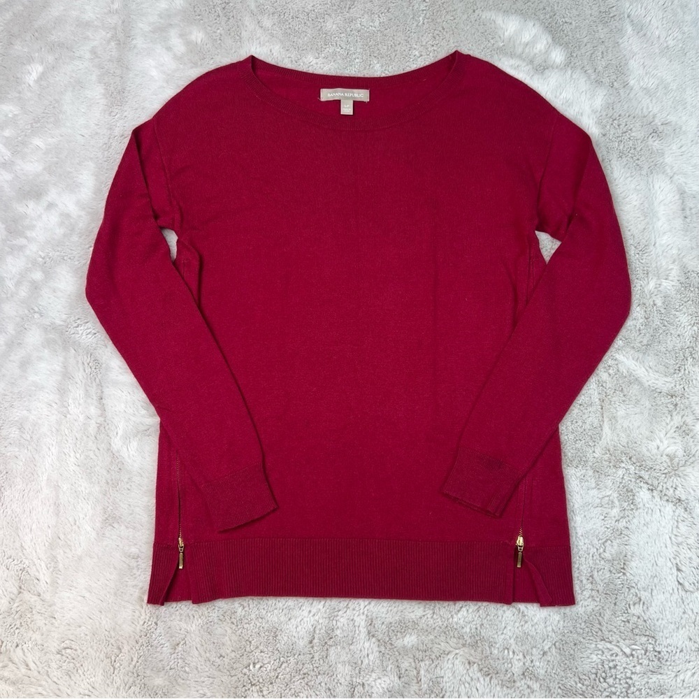 Banana Republic Knit Sweater Pullover Side Zipper Viscose Wool Blend Size Small